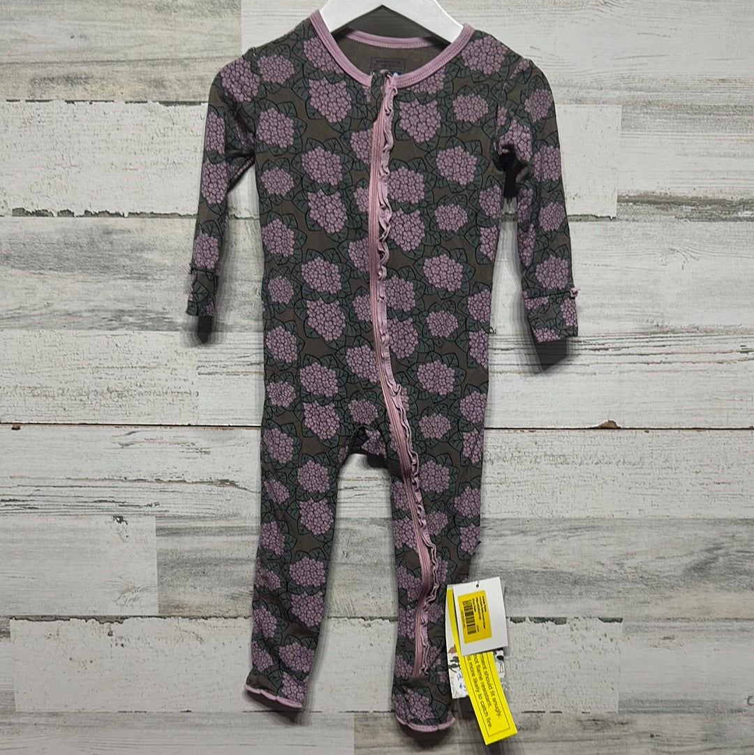 Girls New Size 18/24m Kickee Pants Bamboo African Violets Muffin Ruffle Coverall - New With Tags