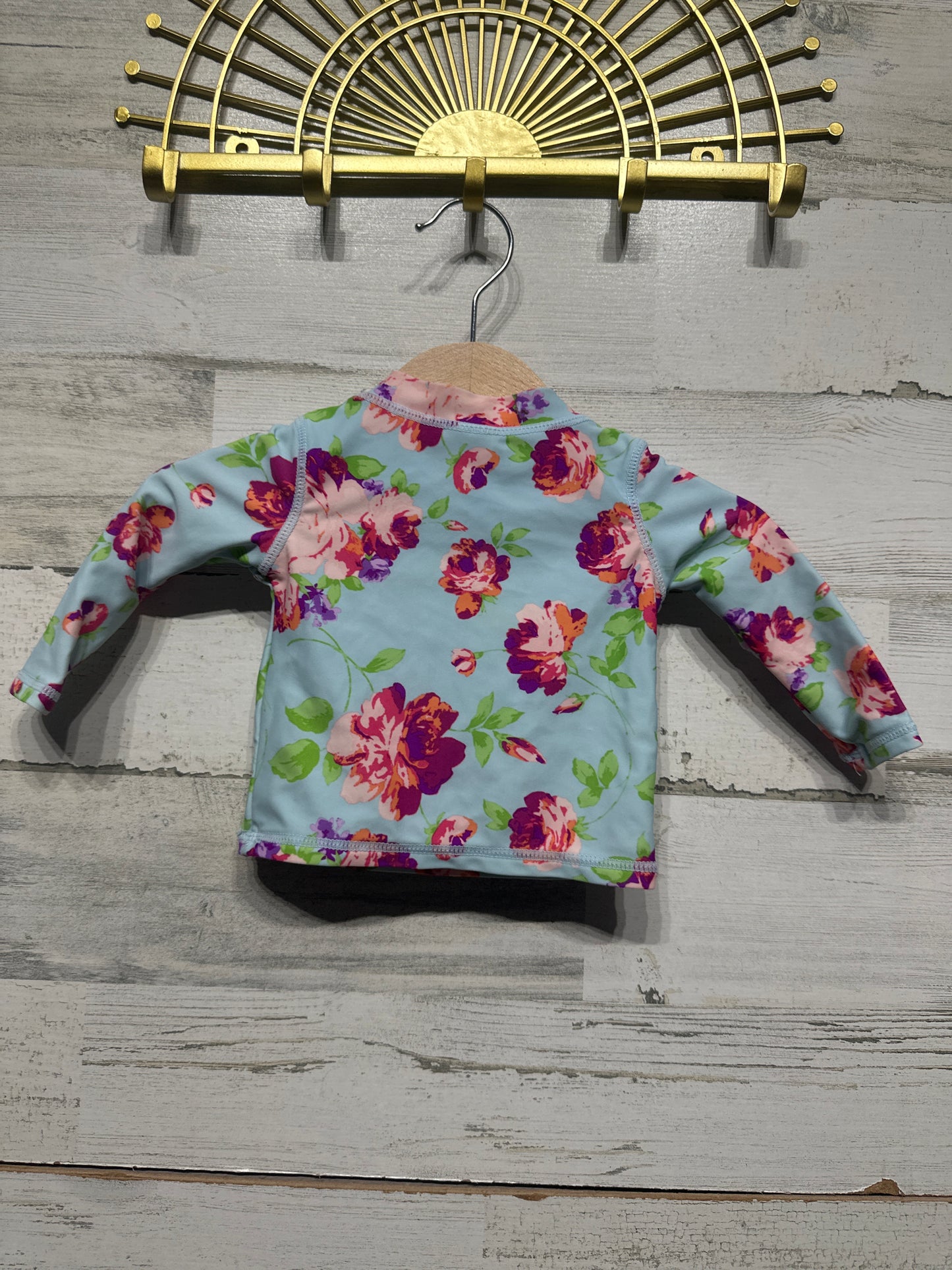 Girls Size 3-6m RuffleButts Floral Rashguard - Very Good Used Condition