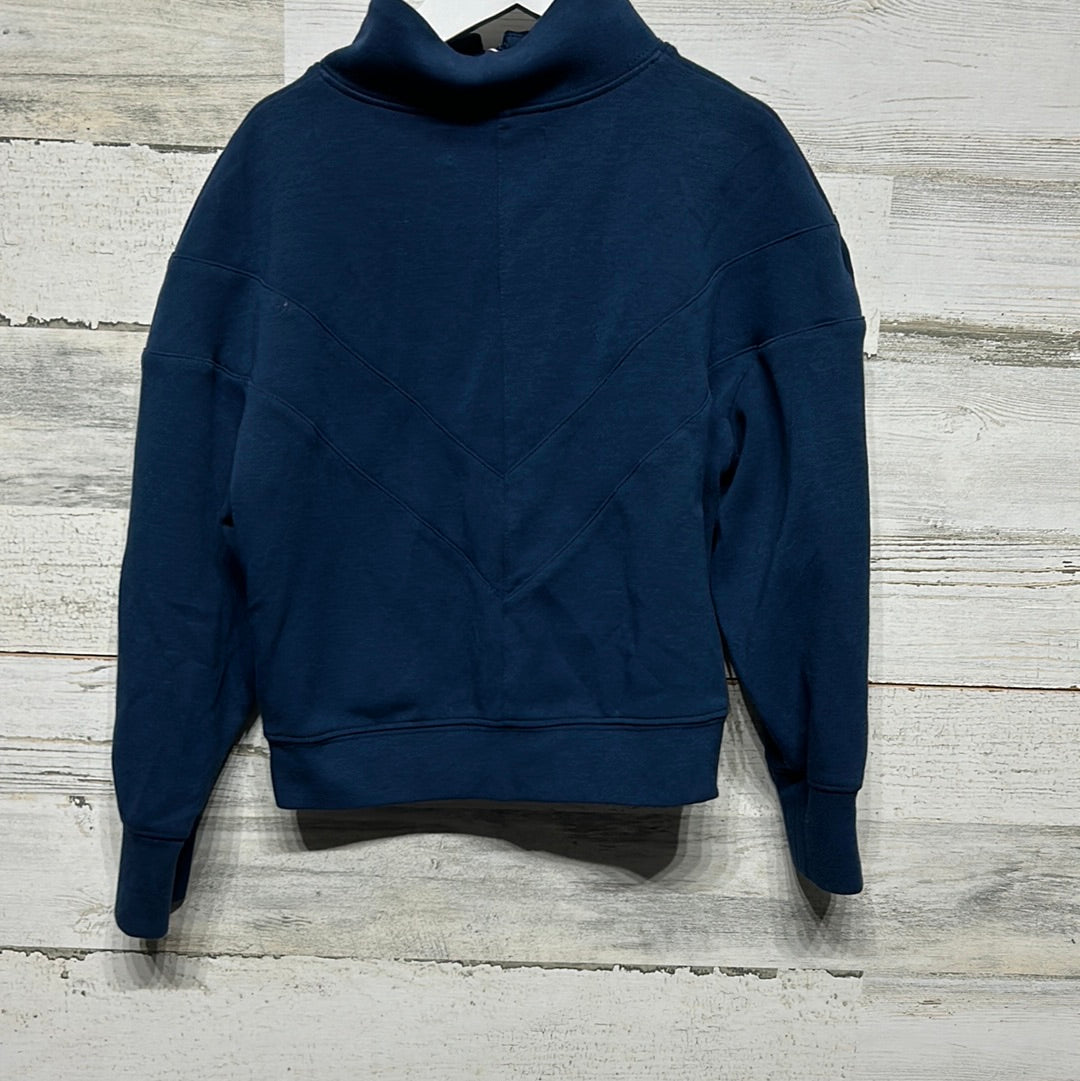 Girls Size 7/8 Free Assembly Navy Quarter Zip Pullover - Good Used Condition