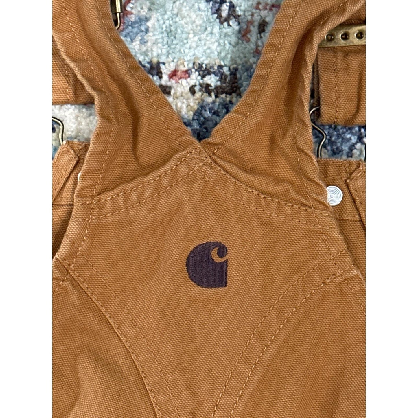 Carhartt Canvas Bib Overalls Boys 12M Brown Rugged Workwear EUC
