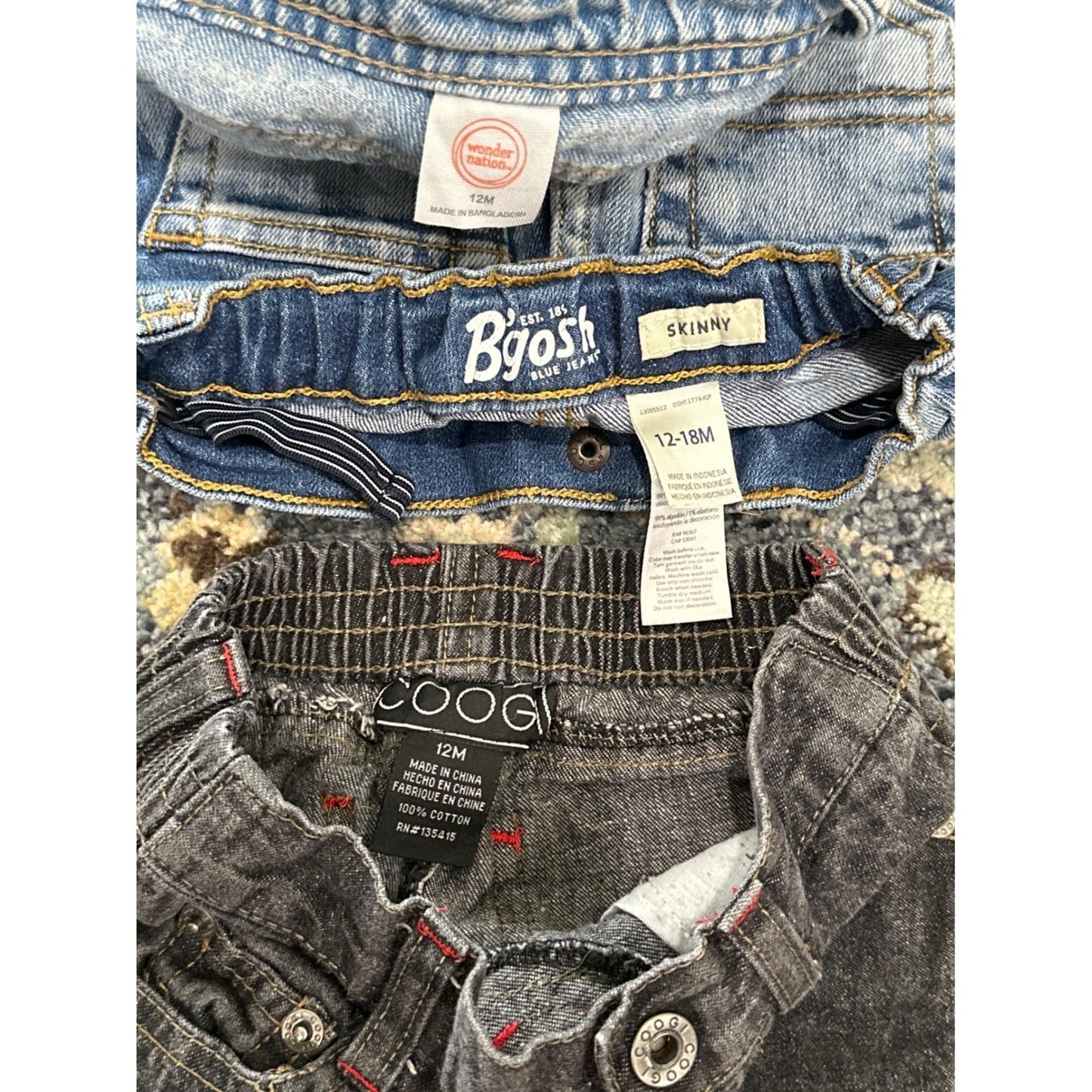 Denim Bundle Boys 12M Blue Black Distressed Patchwork GUC