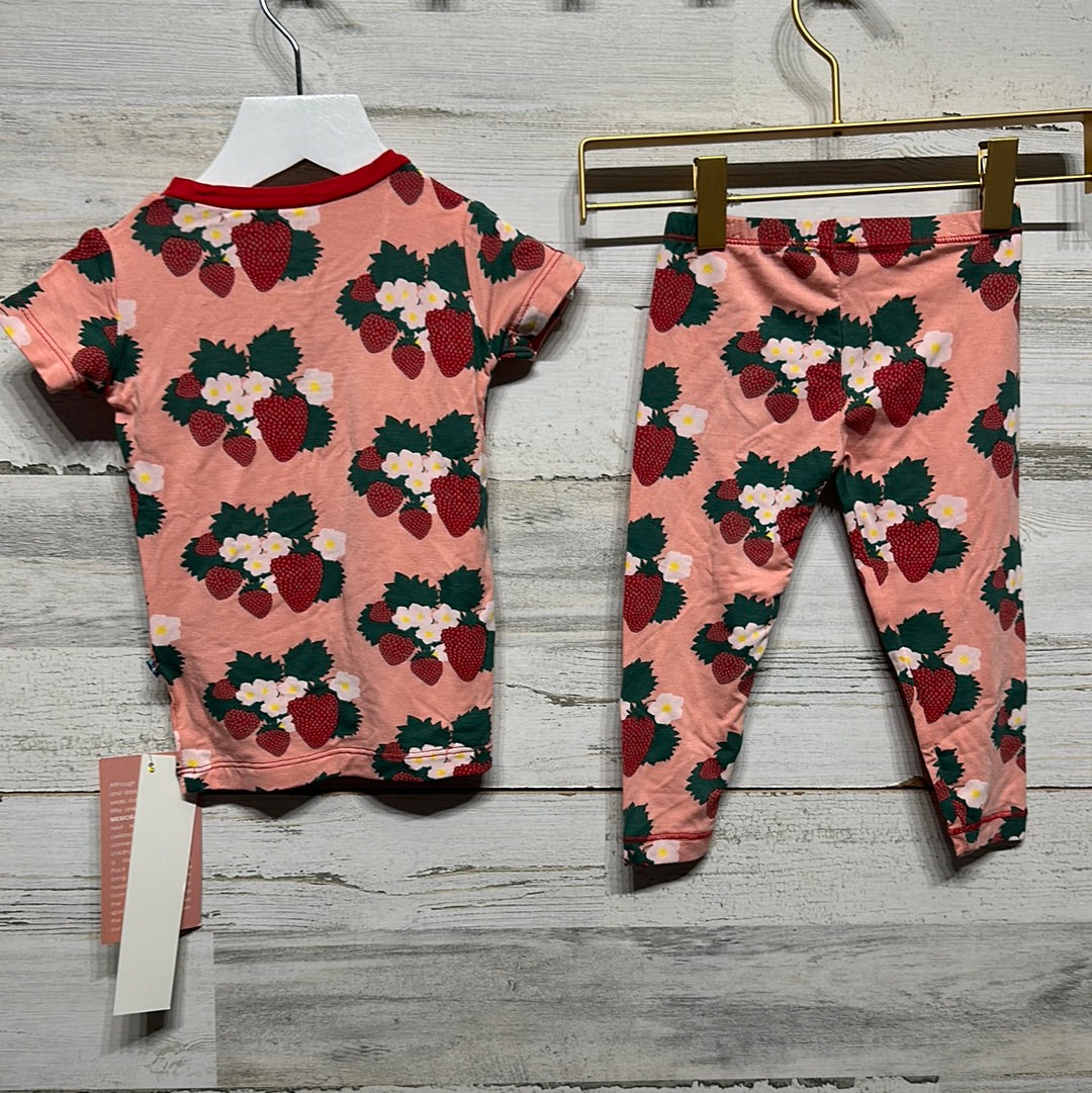 Girls Size 18/24m Kickee Pants Bamboo Blush Strawberry Farm Pajama Set - New With Tags
