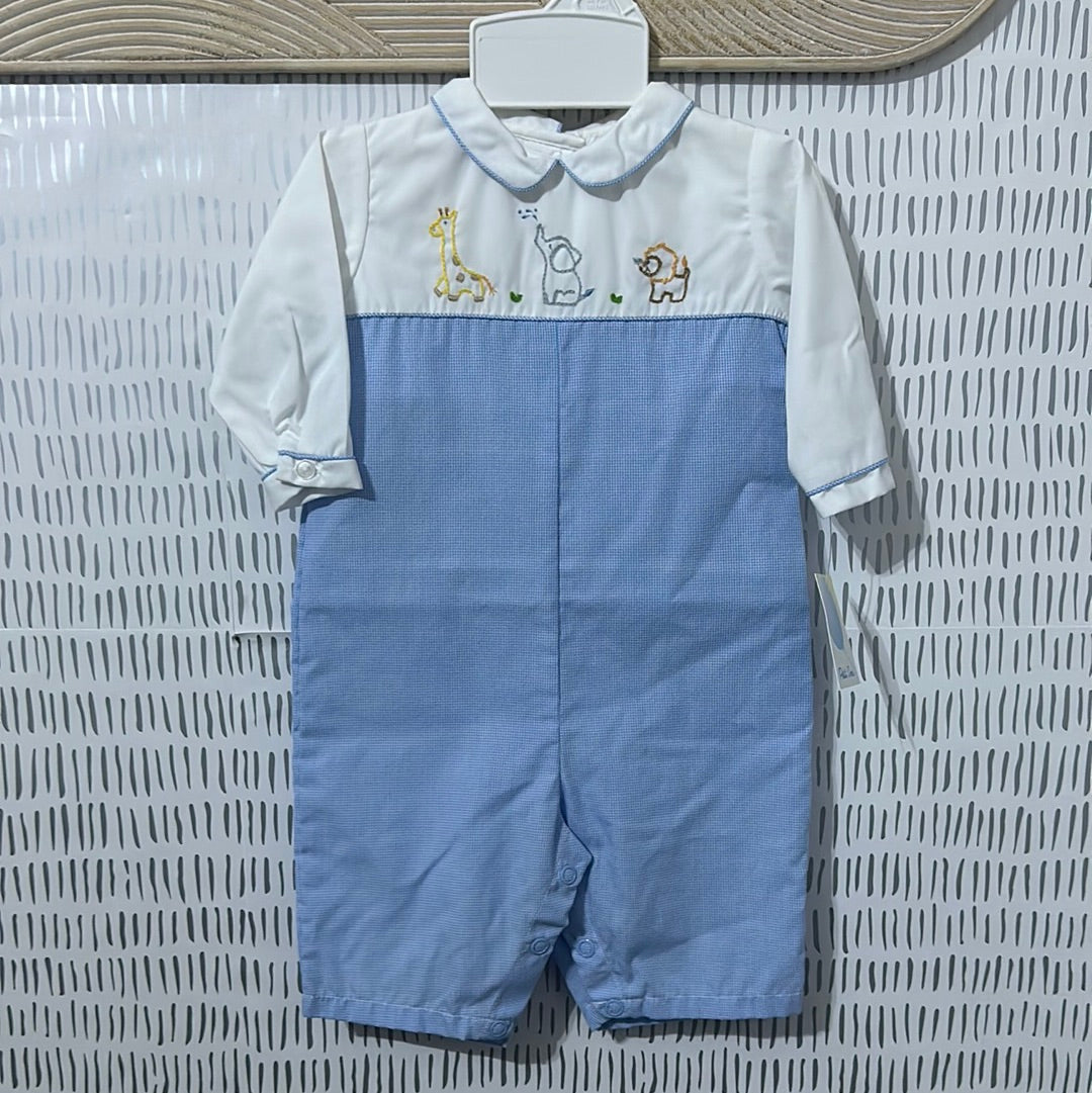 Boys Size Newborn Petit Ami Safari Embroidered Longall - New With Tags