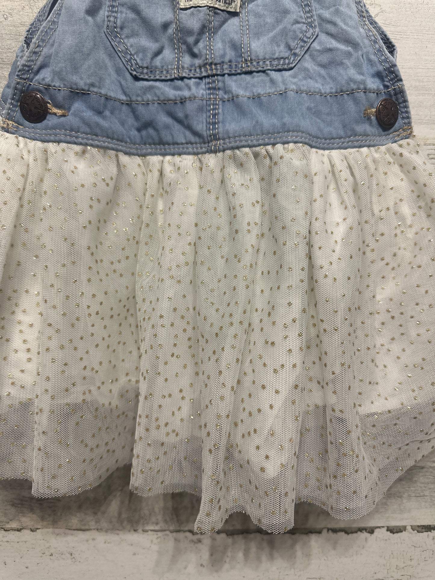 Girls Size 2t Osh Kosh Overall Dress With Tulle Skirt - Very Good Used Condition