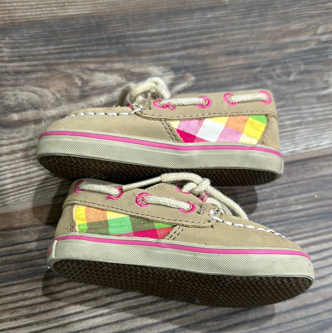 Girls Size 3 (Infant) Sperry Tan Boat Shoes - Good Used Condition
