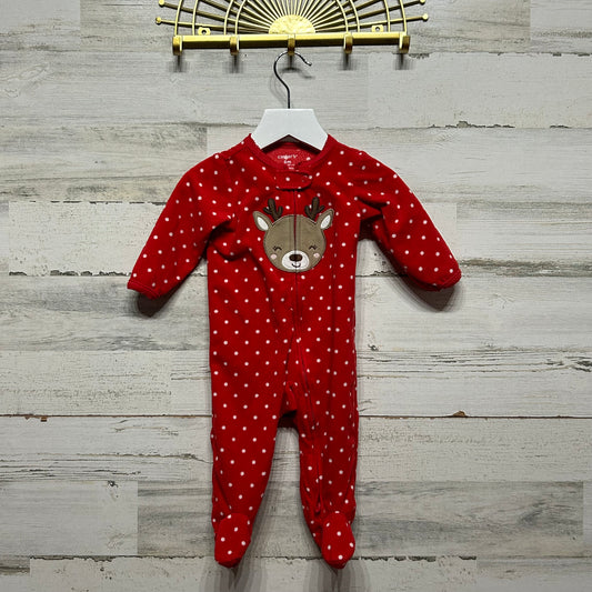 Girls Size 6m Carter's Fleece Reindeer Footie - Good Used Condition*