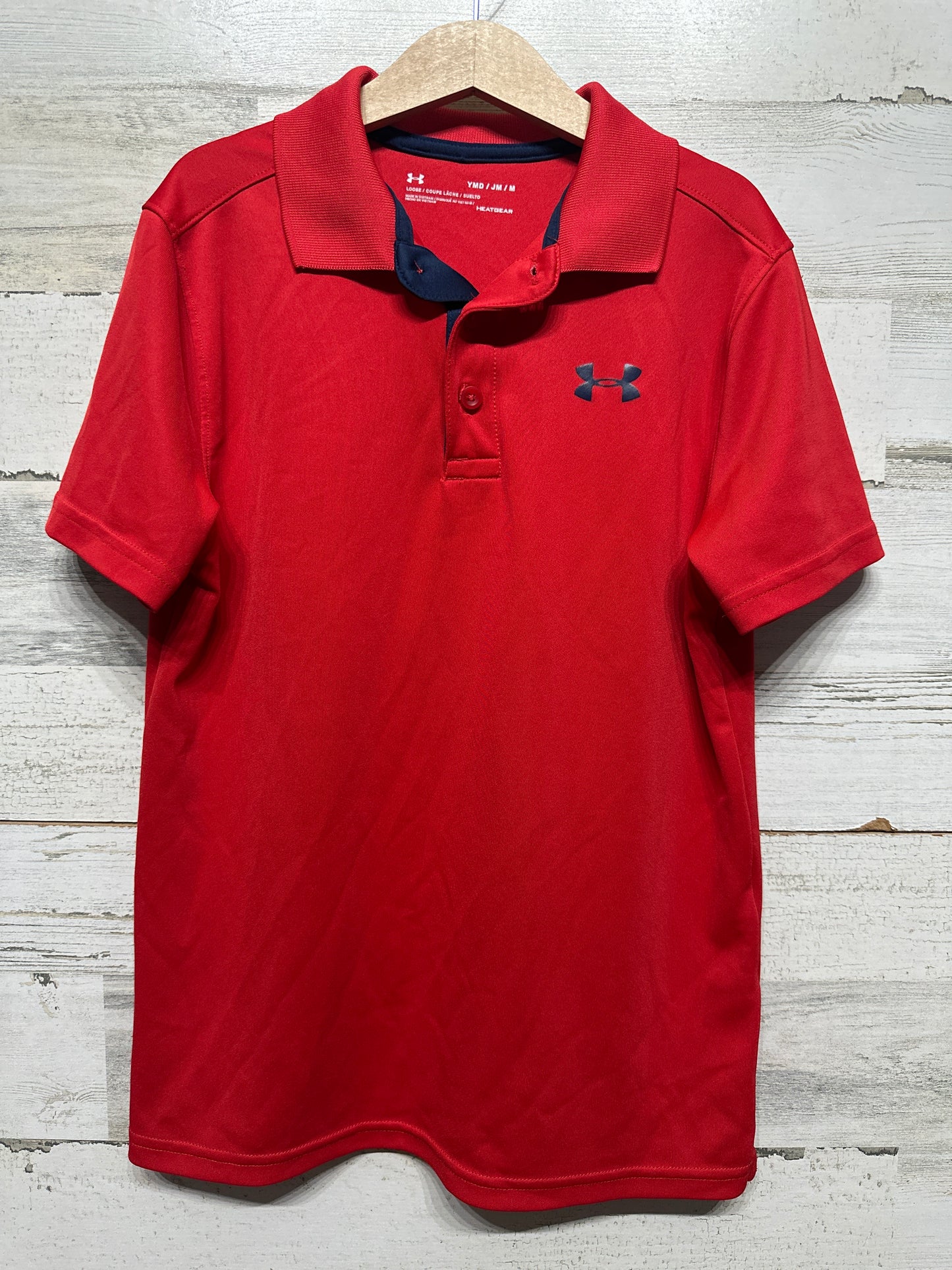 Boys Size Youth Medium (10-12) Loose Under Armour Red Heatgear Polo Shirt - Very Good Used Condition