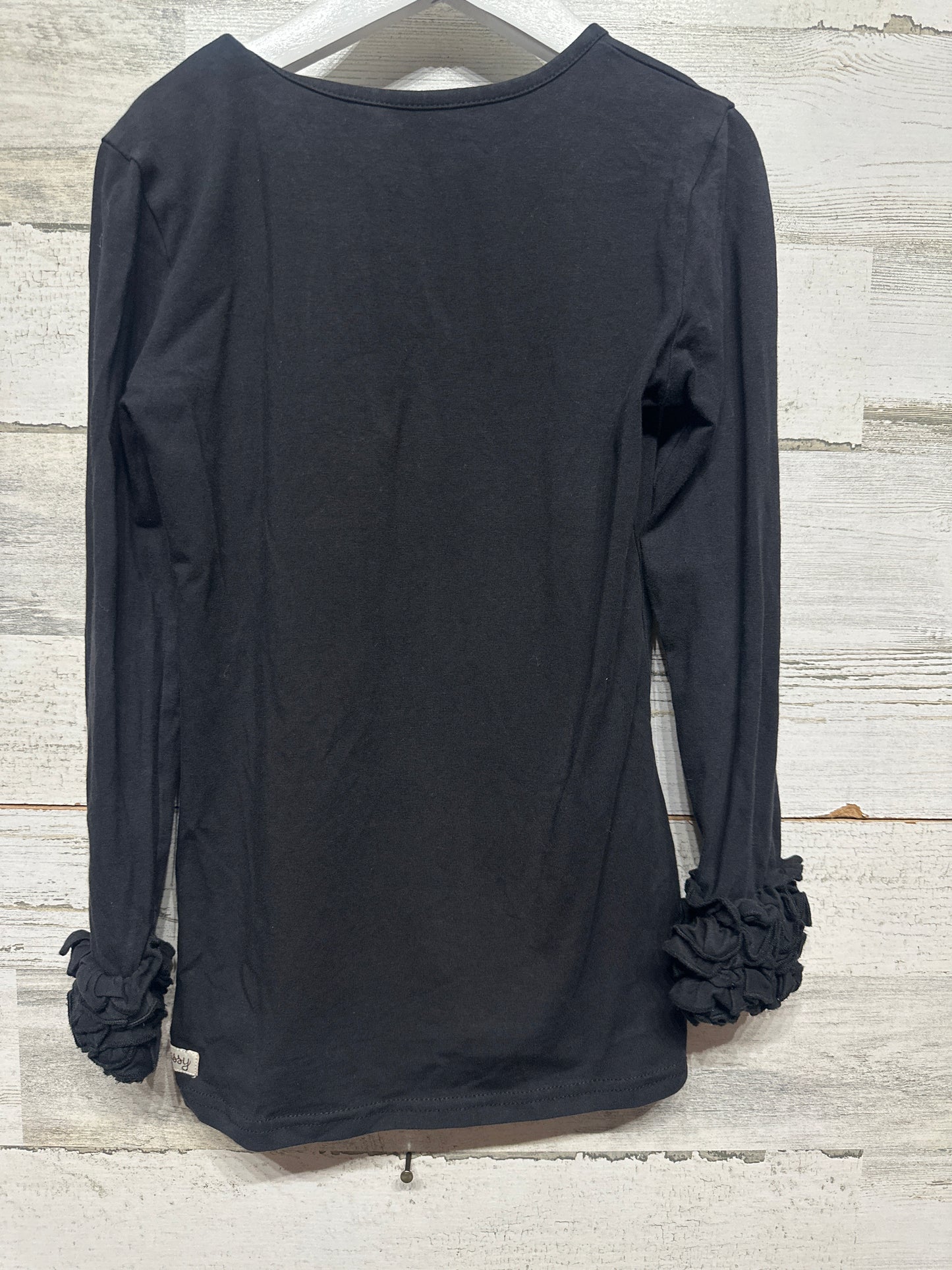 Size 8 Sew Sassy Black Long Sleeve Ruffle Shirt - Very Good Used Condition