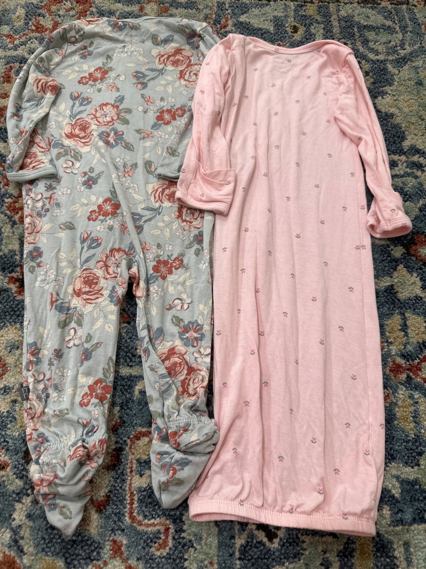 Bamboo 3m Carters Gown and 3-6m Modern Monents Footie GUC