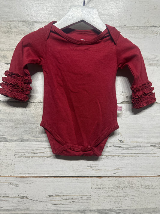 Size 0-3m RuffleButts Cranberry Icing Ruffle Bodysuit - New With Tags