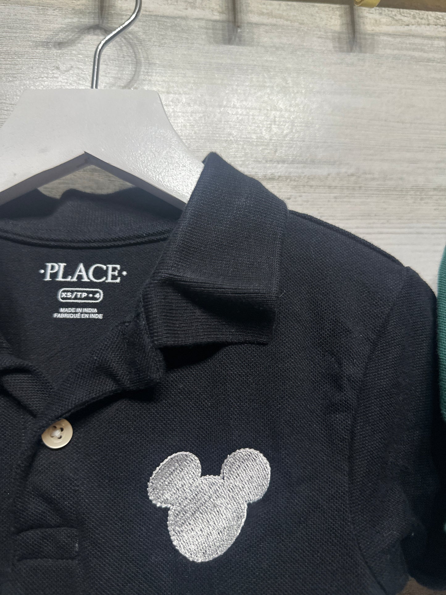 Size 4 XS Children’s Place Mouse Embroidered Polo Shirt Lot (2 Pieces) - Very Good Used Condition
