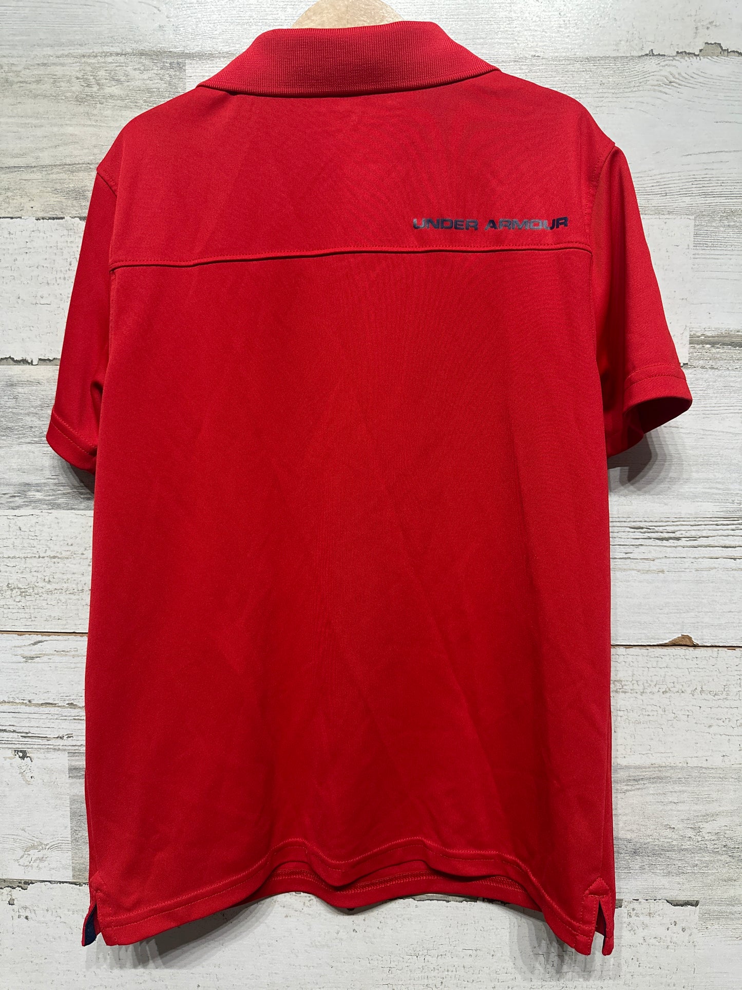 Boys Size Youth Medium (10-12) Loose Under Armour Red Heatgear Polo Shirt - Very Good Used Condition