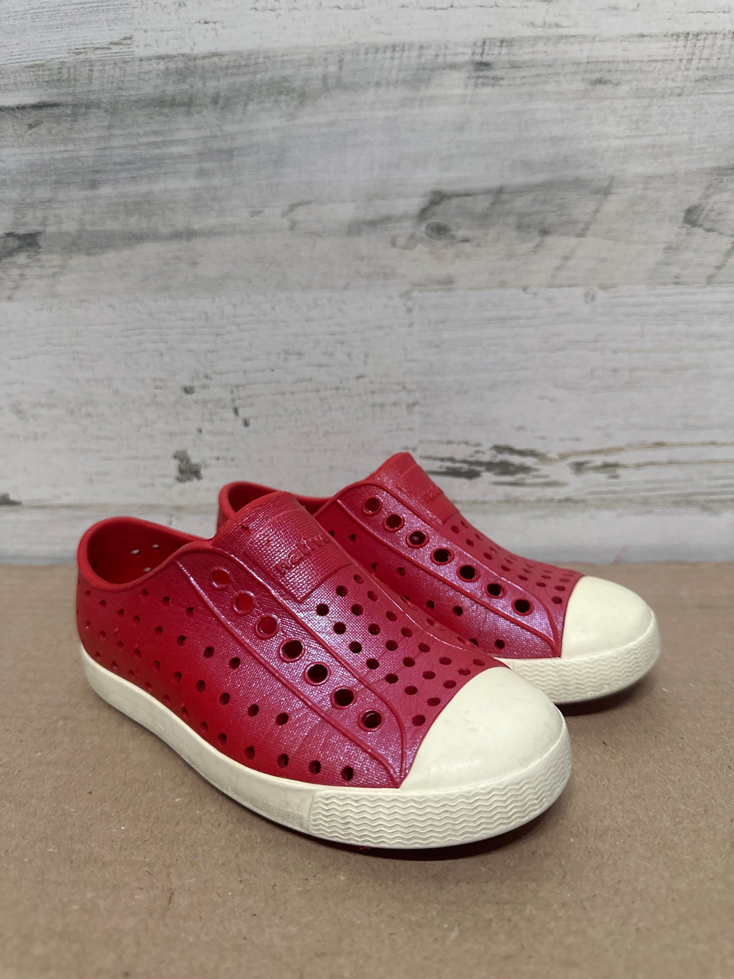 Size 10 Toddler Native Red Iridescent Slip On Shoes - Good Used Condition