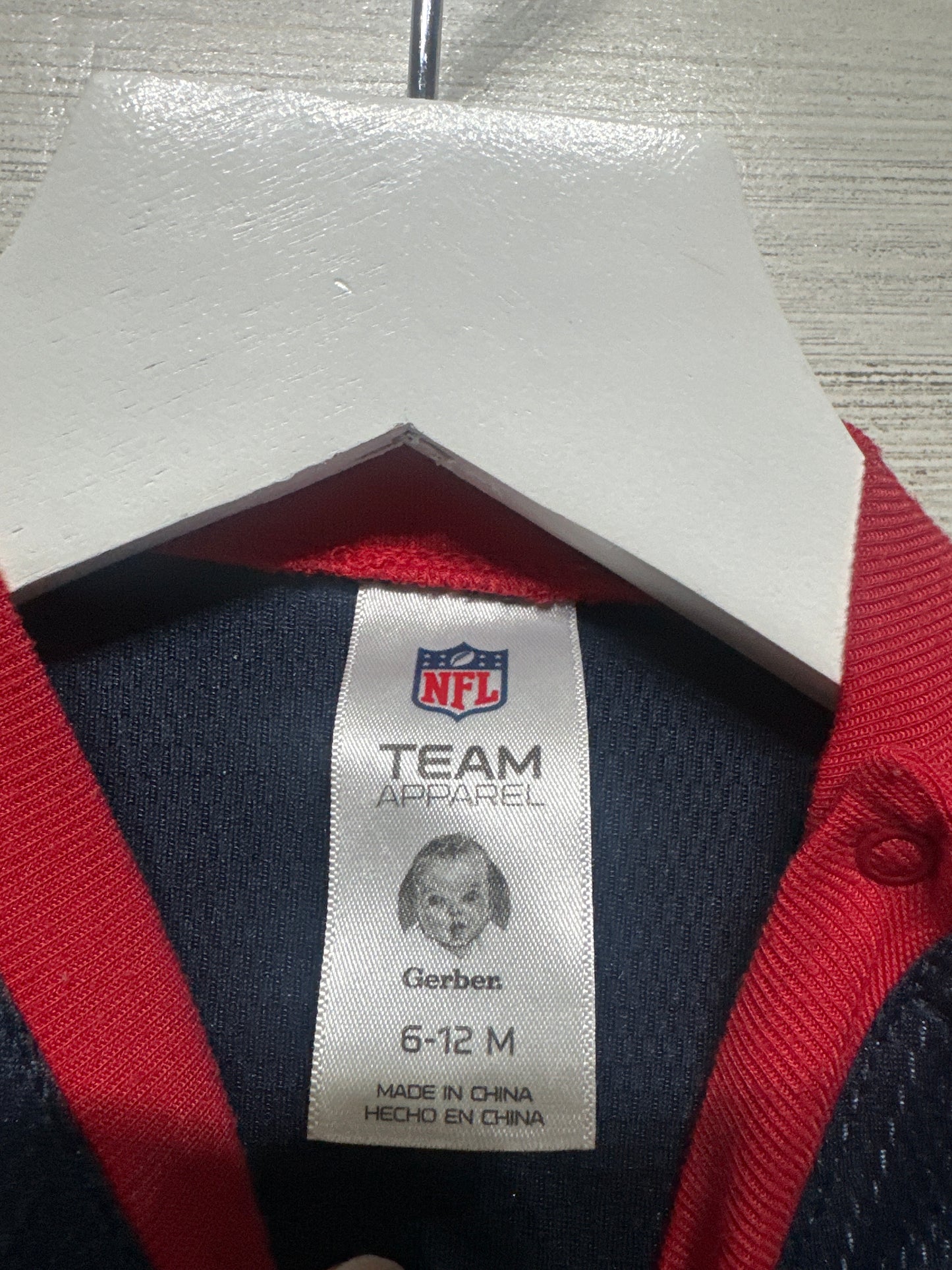 Size 6-12m NFL Team Apparel Houston Texans Jersey Bodysuit - Very Good Used Condition