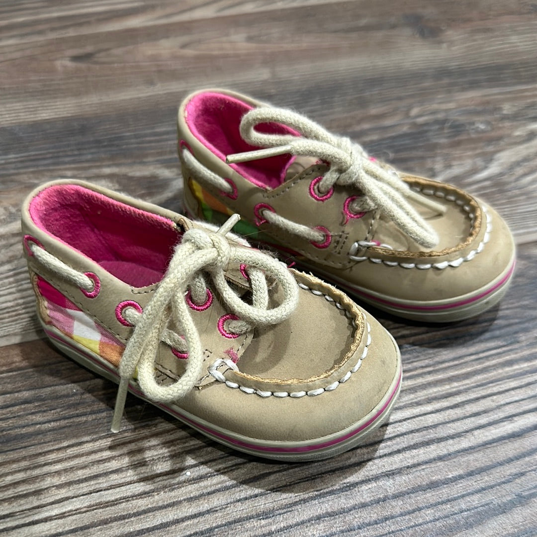 Girls Size 3 (Infant) Sperry Tan Boat Shoes - Good Used Condition