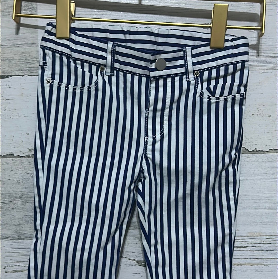 Girls Size 18-24m Zara navy striped adjustable waist pants - good used condition