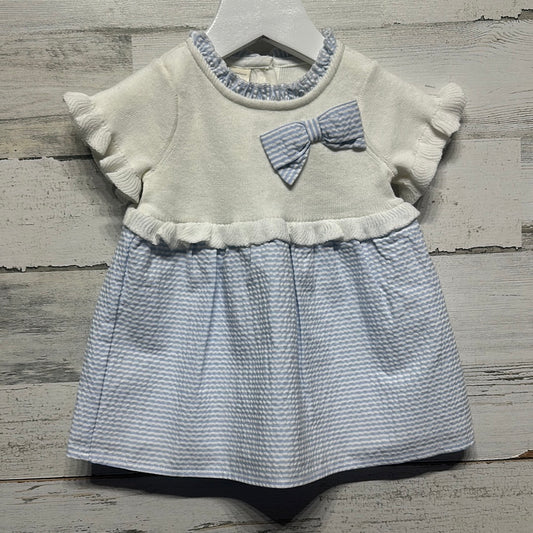 Girls Size 3-6m First Impressions Blue and White Seersucker Dress - New With Tags