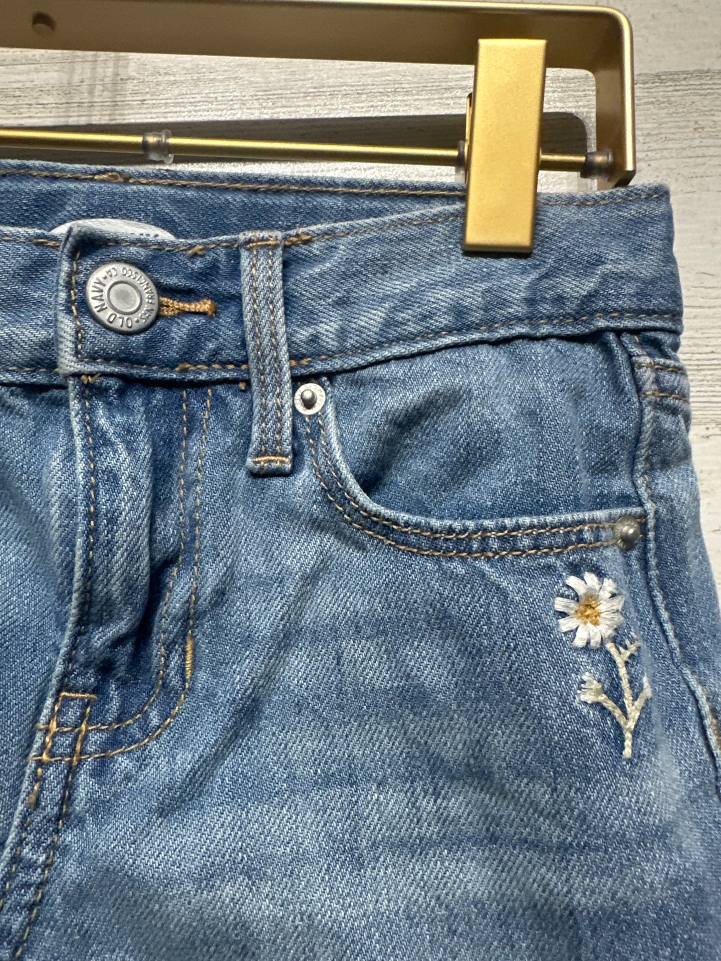 Girls Size 6 Old Navy Embroidered Distressed Shorts With Adjustable Waist - Good Used Condition