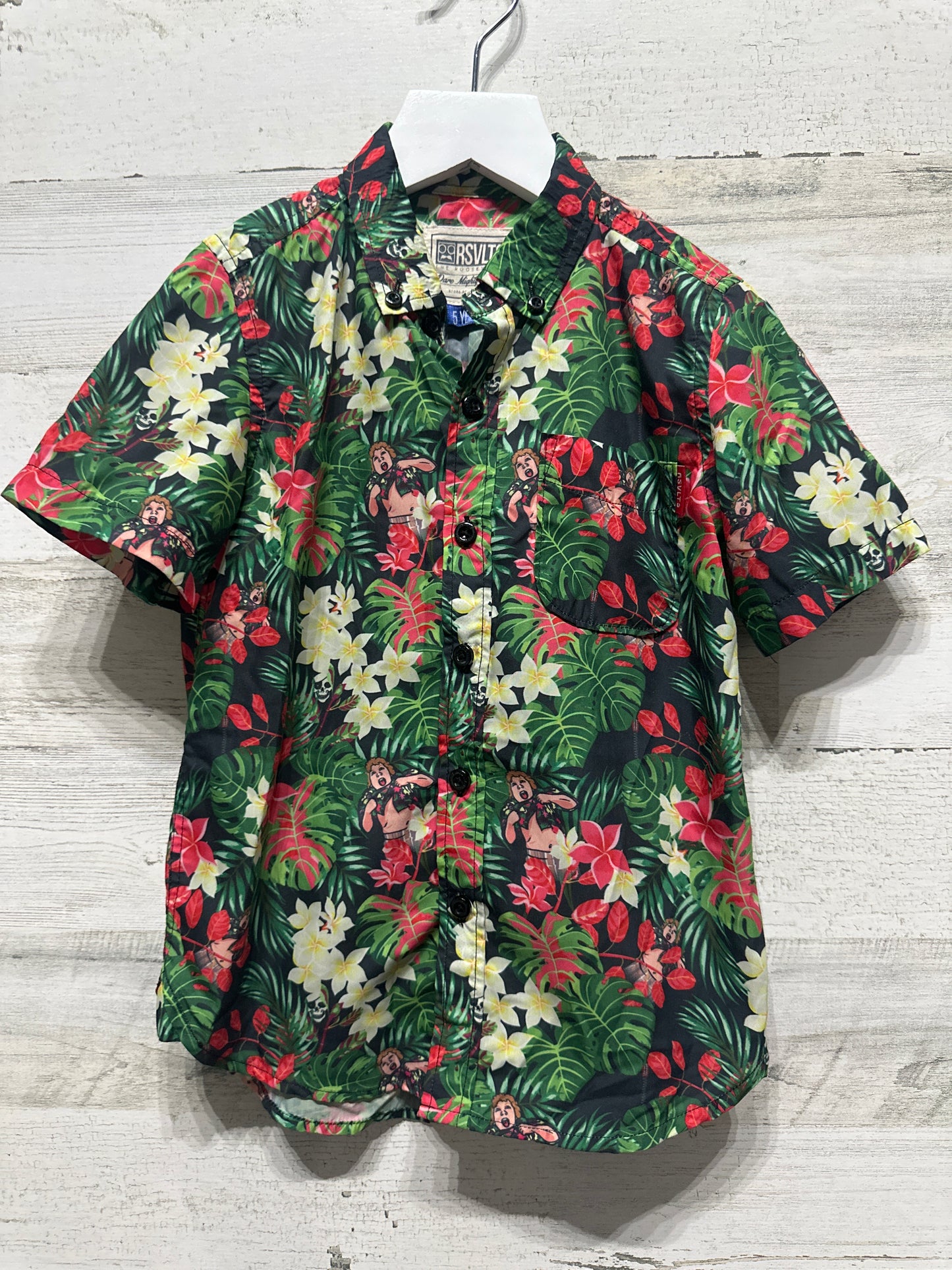 Boys Size 5 RSVLTS The Goonies Hawaiian Button Up Shirt - Very Good Used Condition