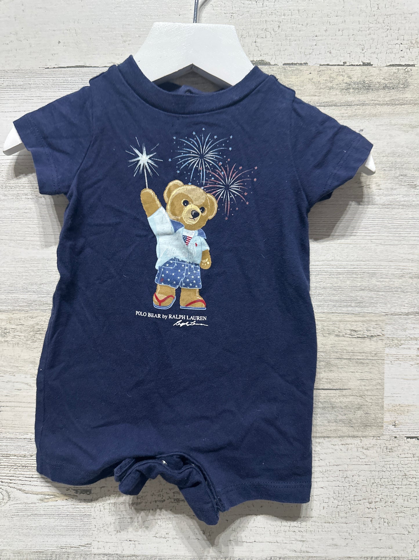 Boys Size Newborn Ralph Lauren Polo Bear Romper - Good Used Condition