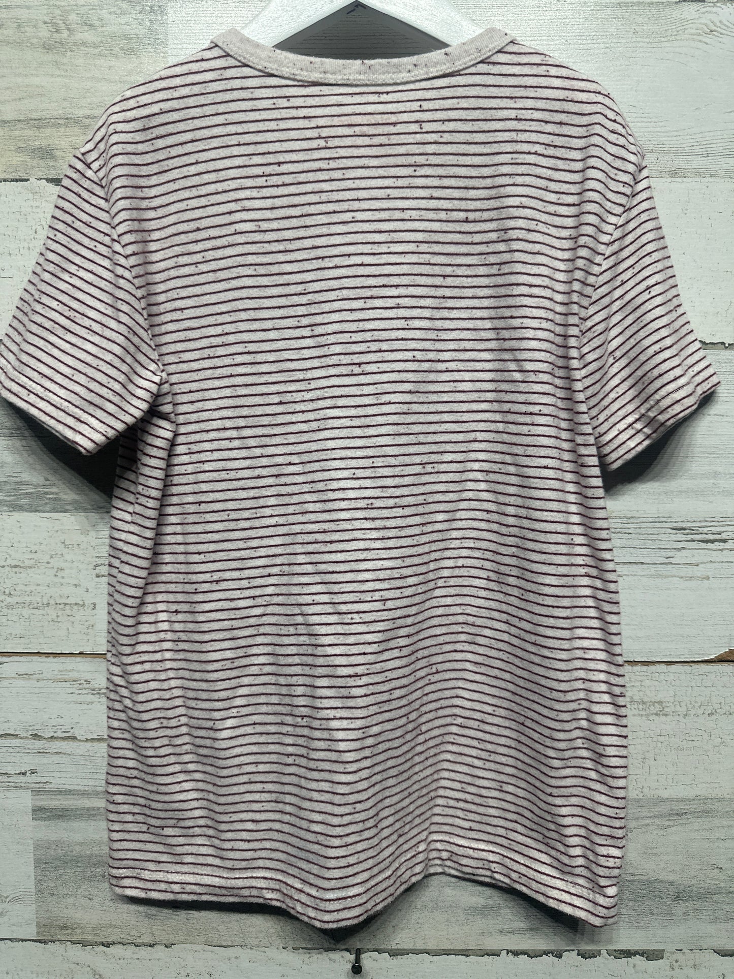 Boys Size Small (6-7) Cat and Jack Maroon Striped Pocket Tee - Good Used Condition