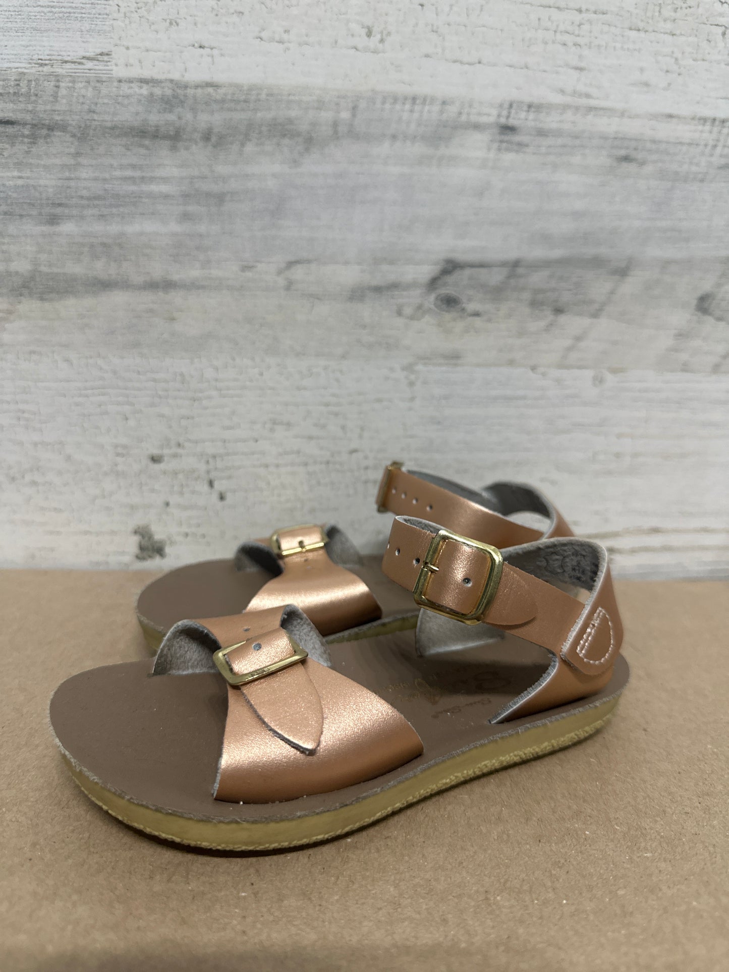 Girls Size 9 Toddler Sun San Rose Gold Surfer Sandals - Very Good Used Condition
