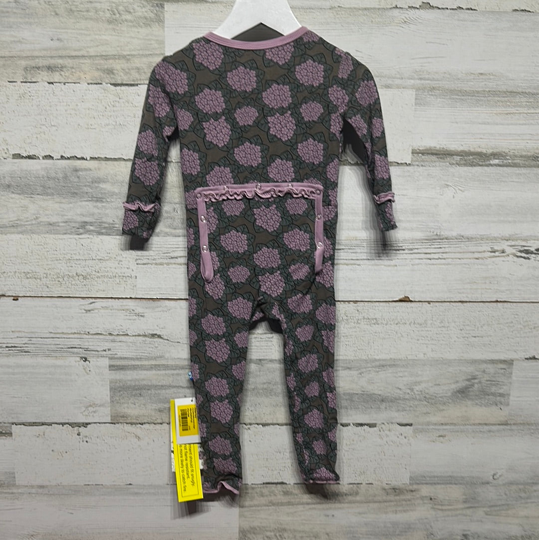 Girls New Size 18/24m Kickee Pants Bamboo African Violets Muffin Ruffle Coverall - New With Tags