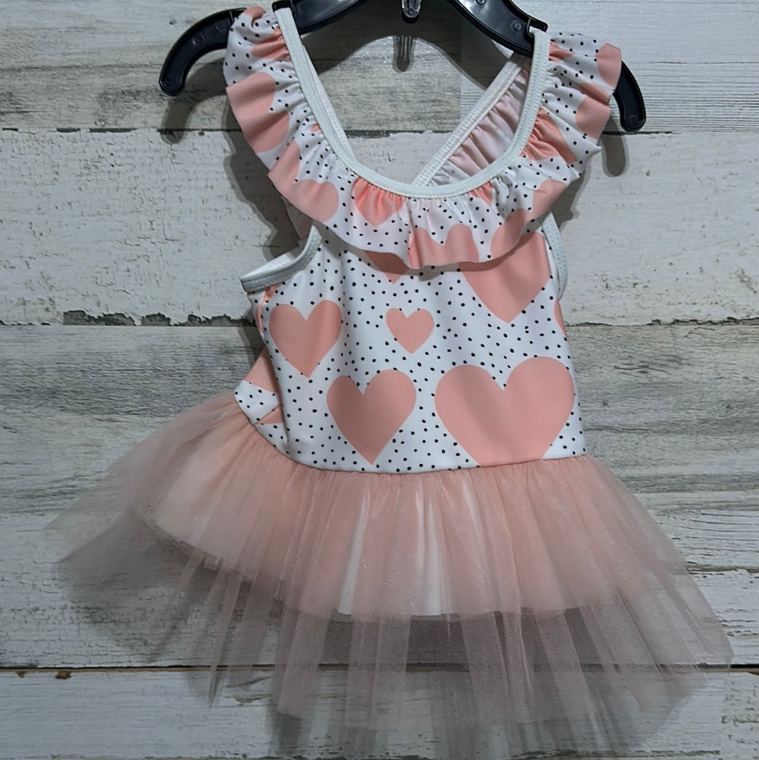 Girls Size 9m Isobella and Chloe two piece heart tutu swimsuit - new with tags