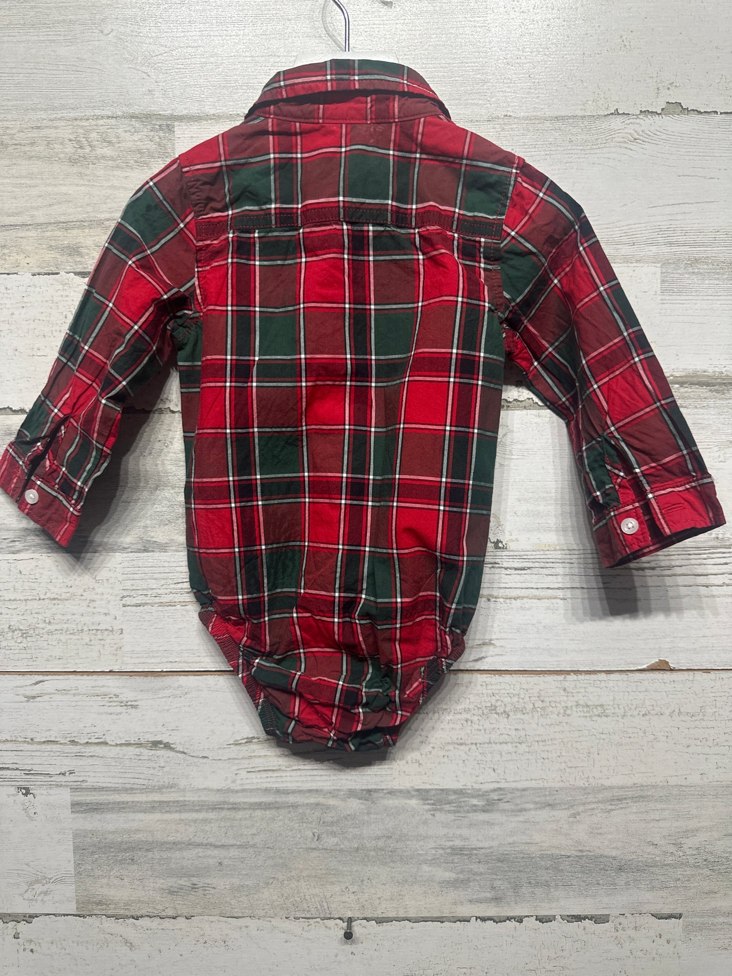 Size 18m Carter's Holiday Plaid Button Up Bodysuit- Very Good Used Condition