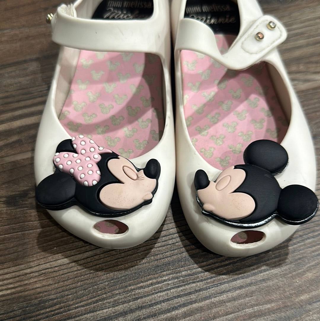 Girls Preowned Size 10 (Toddler) Mini Melissa Minnie and Mickey Shoes - Good Used Condition