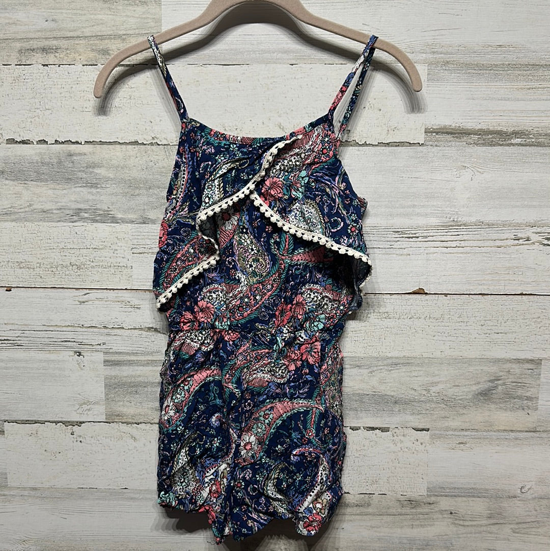 Girls Size 8 Zunie Floral Print Romper - Good Used Condition