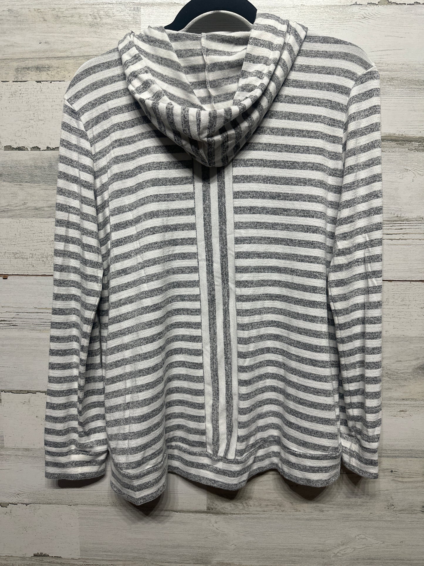 Women’s Medium Market & Spruce Soft Grey Striped Lightweight Hoodie - Very Good Used Condition