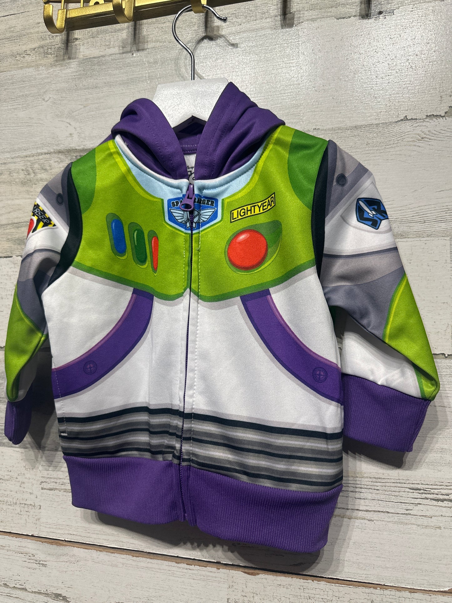 Boys Size 12m Disney Pixar Toy Story Buzz Lightyear Hooded Jacket - Good Used Condition
