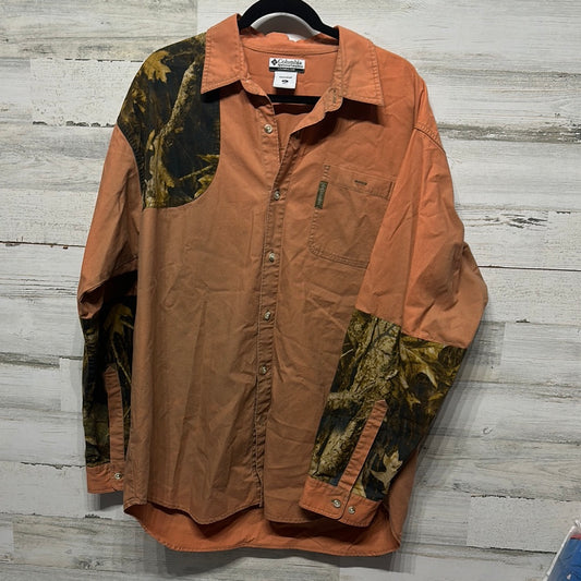 Men's Size XL Vintage Columbia Button Up Shirt / Tan/Camo - Play Condition