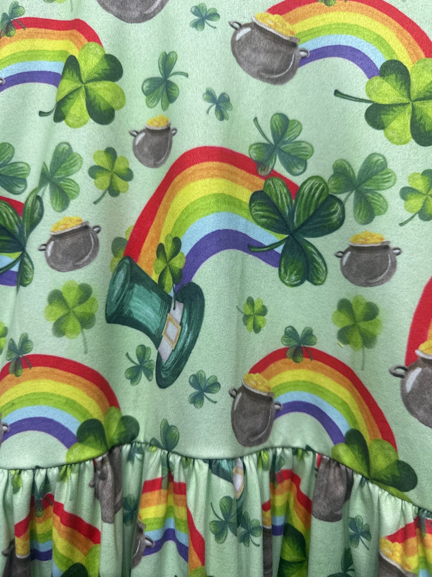 Girls Size 7-8 Rainbow Clover Shirt - Very Good Used Condition