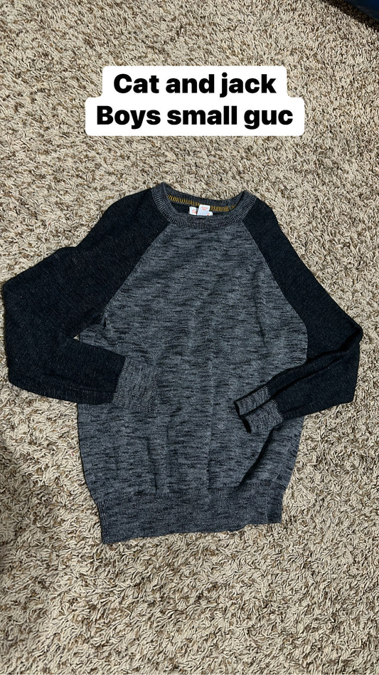 Boys Size Small Cat and Jack grey/black sweater - good used condition