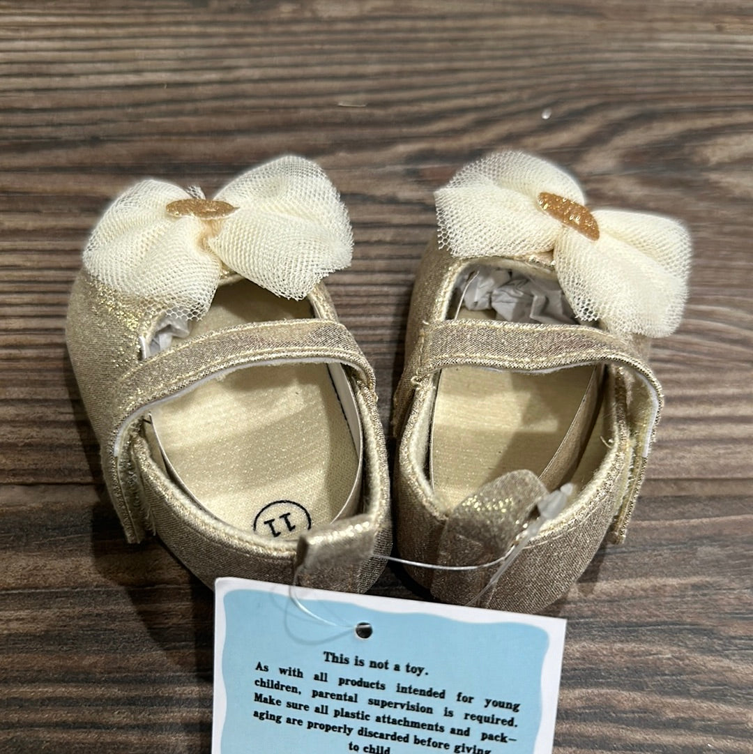 Girls Size 0-6m (Infant) Gold Bow Flats - New With Tags