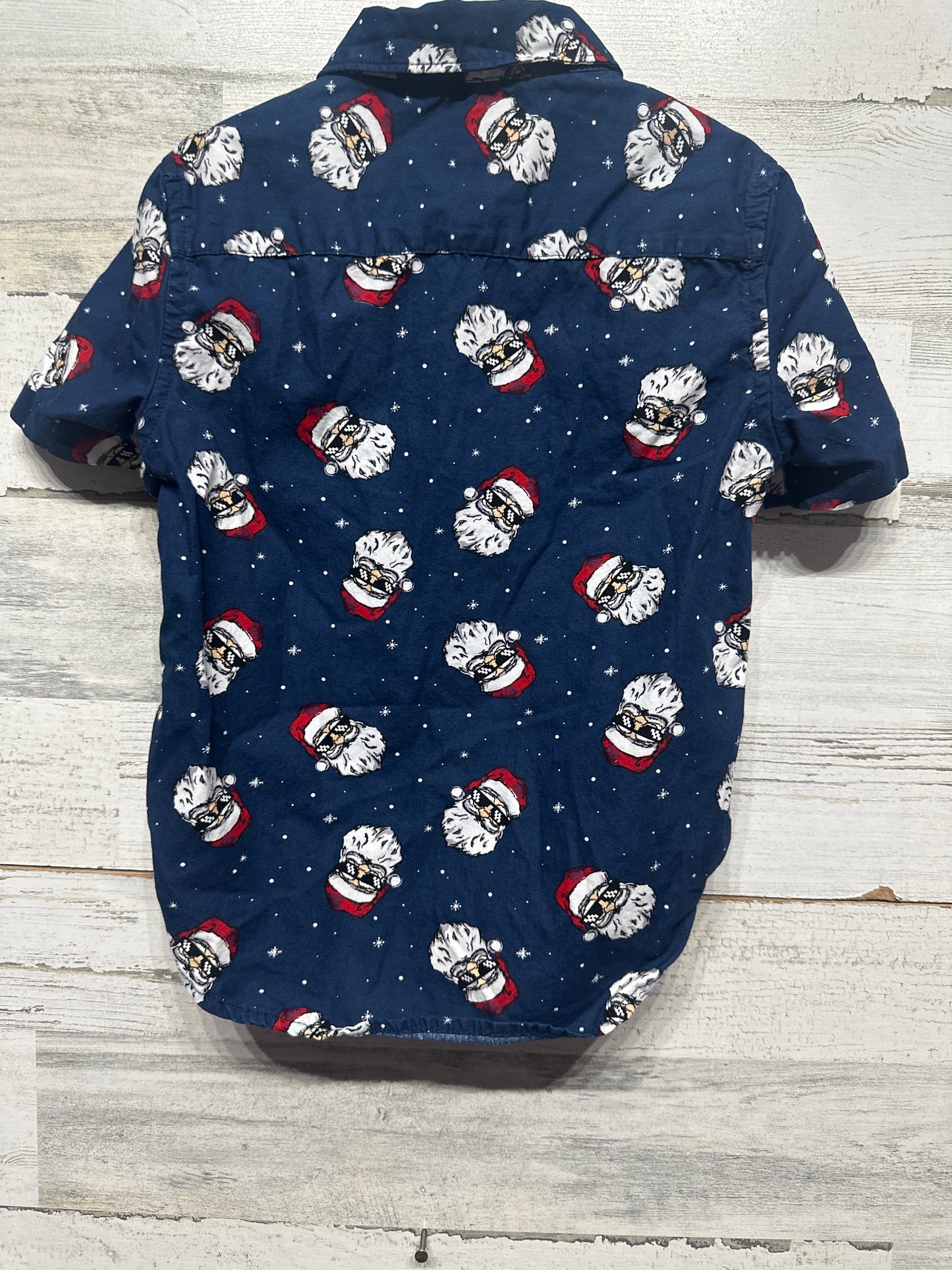 Size 4 Denim & Flower Holiday Santa Button Up Shirt - Very Good Used Condition