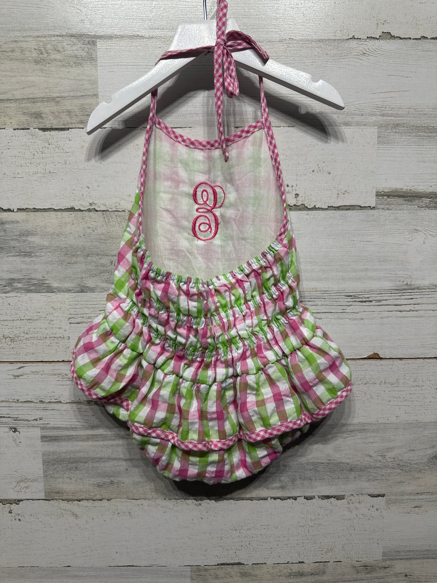 Girls Size 7 Classic Whimsy "Embroidered E" Plaid Bubble - Good Used Condition