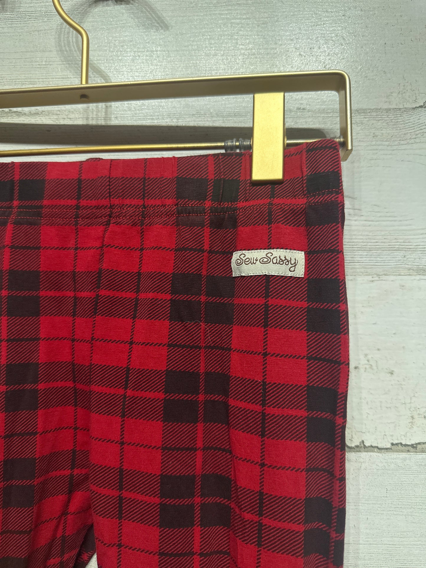 Sew Sassy Plaid Ruffle Leggings - Red and Black Girls Size 8 - Very Good Used Condition
