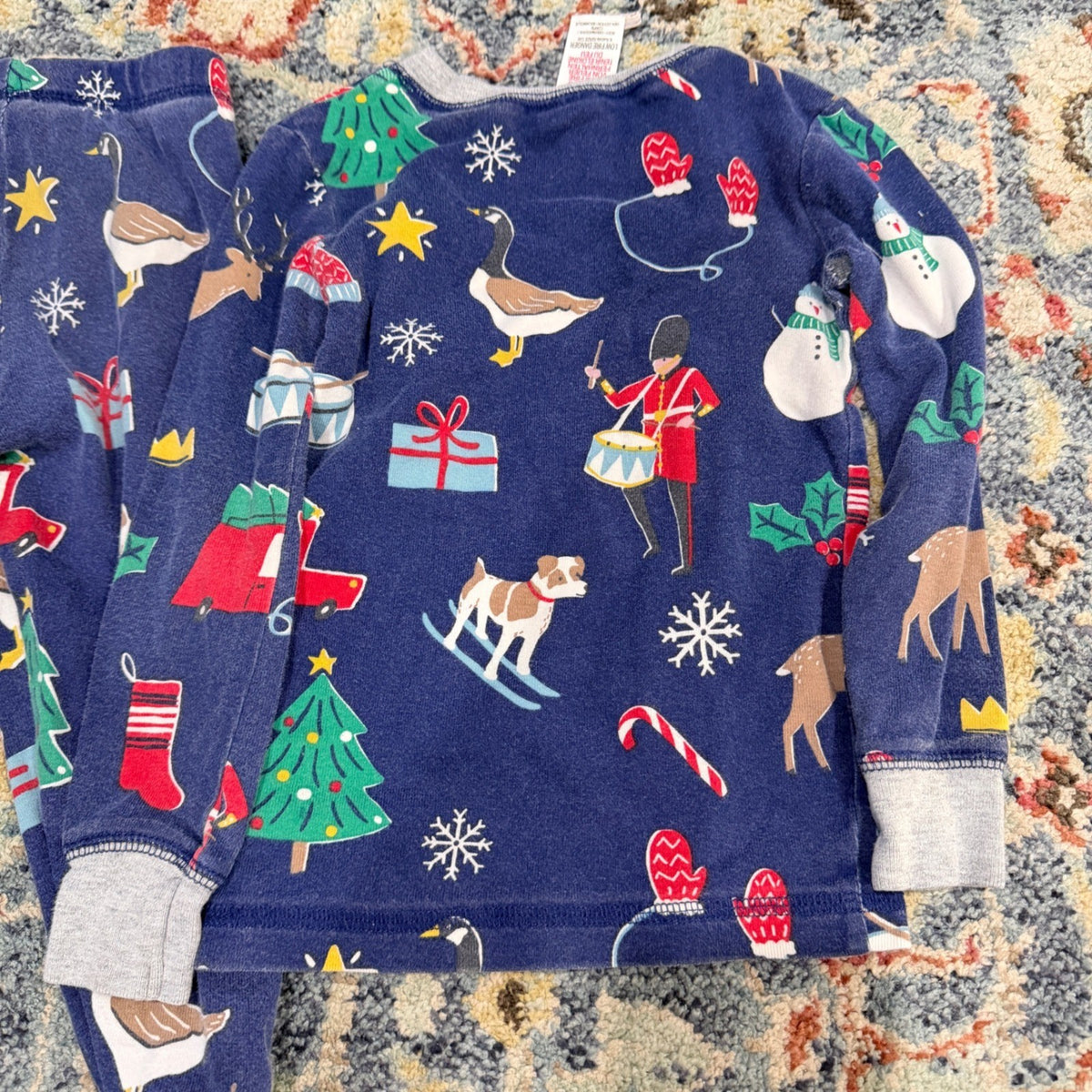 Mini Boden Pajamas Boys 3Y Blue Christmas Dog Nutcracker Holiday *Flawed7