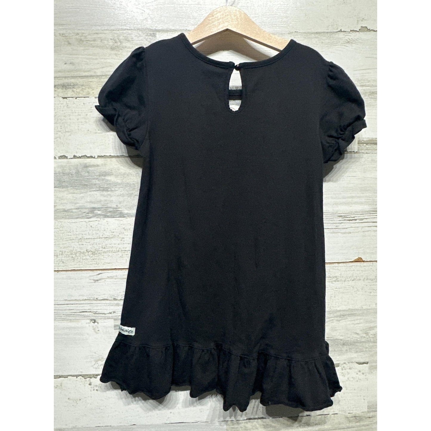Ghost Ruffle Top Girls 10 Black Halloween Maddie Applique EUC2