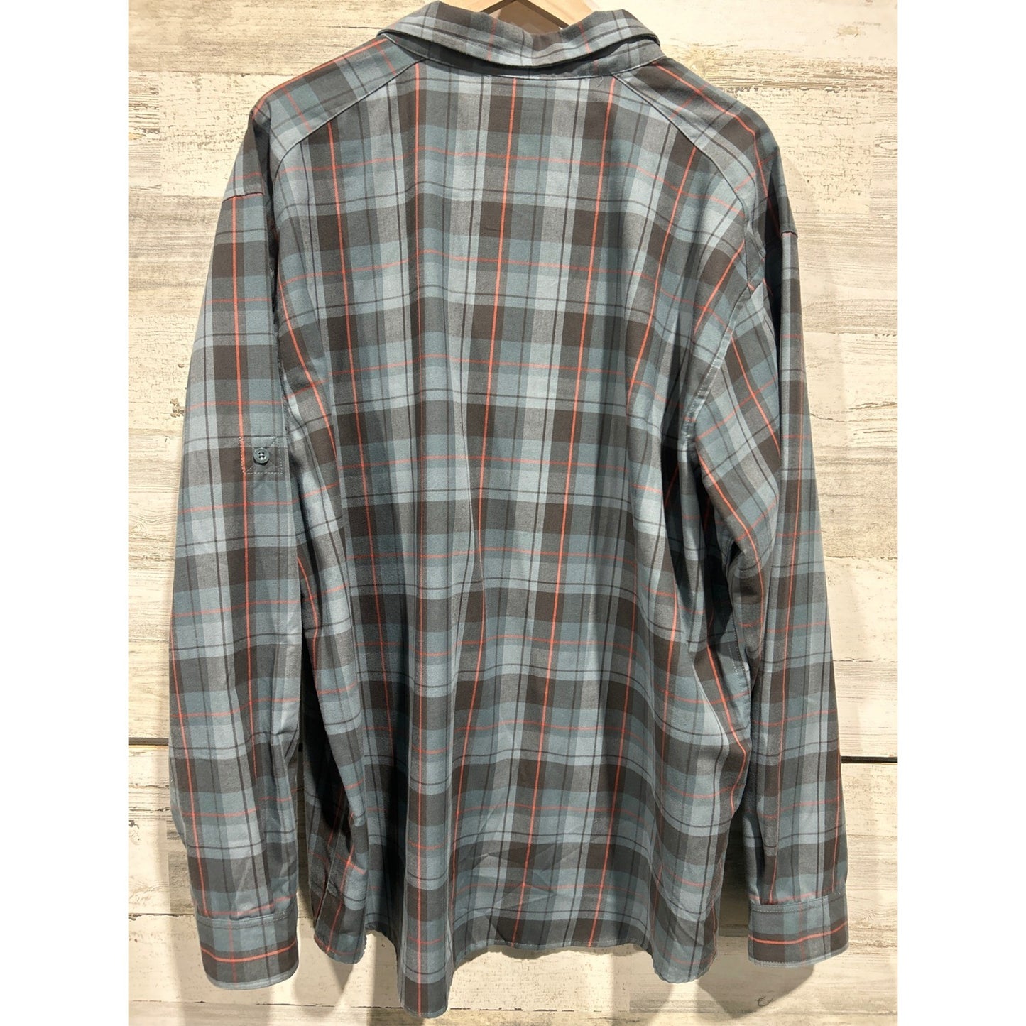 Columbia Plaid Button Up Shirt Men XXL Blue Orange Omni-Wick Gorpcore EUC3