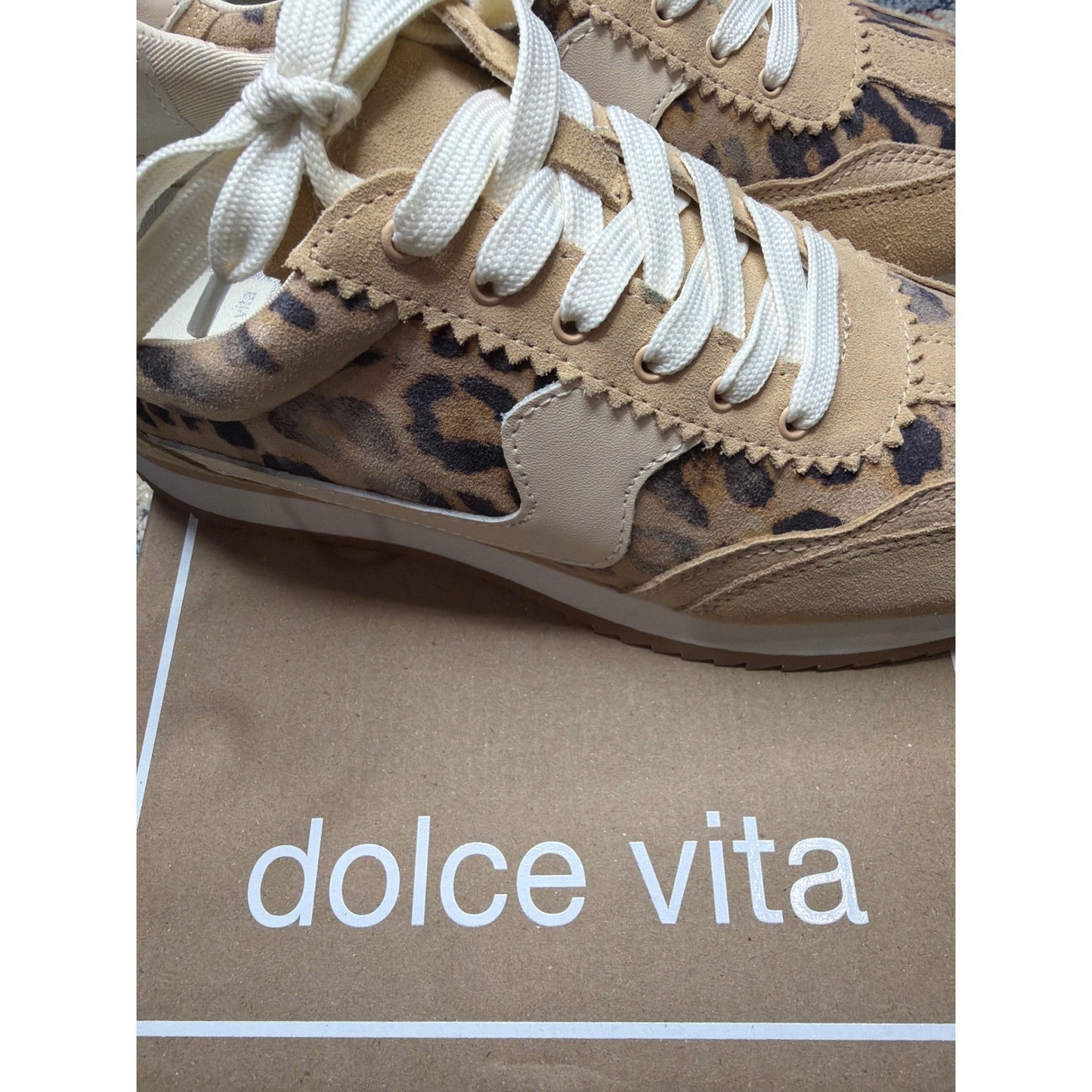 Dolce Vita Dolen Sneakers Women 8.5 Tan Leopard Suede NEW5
