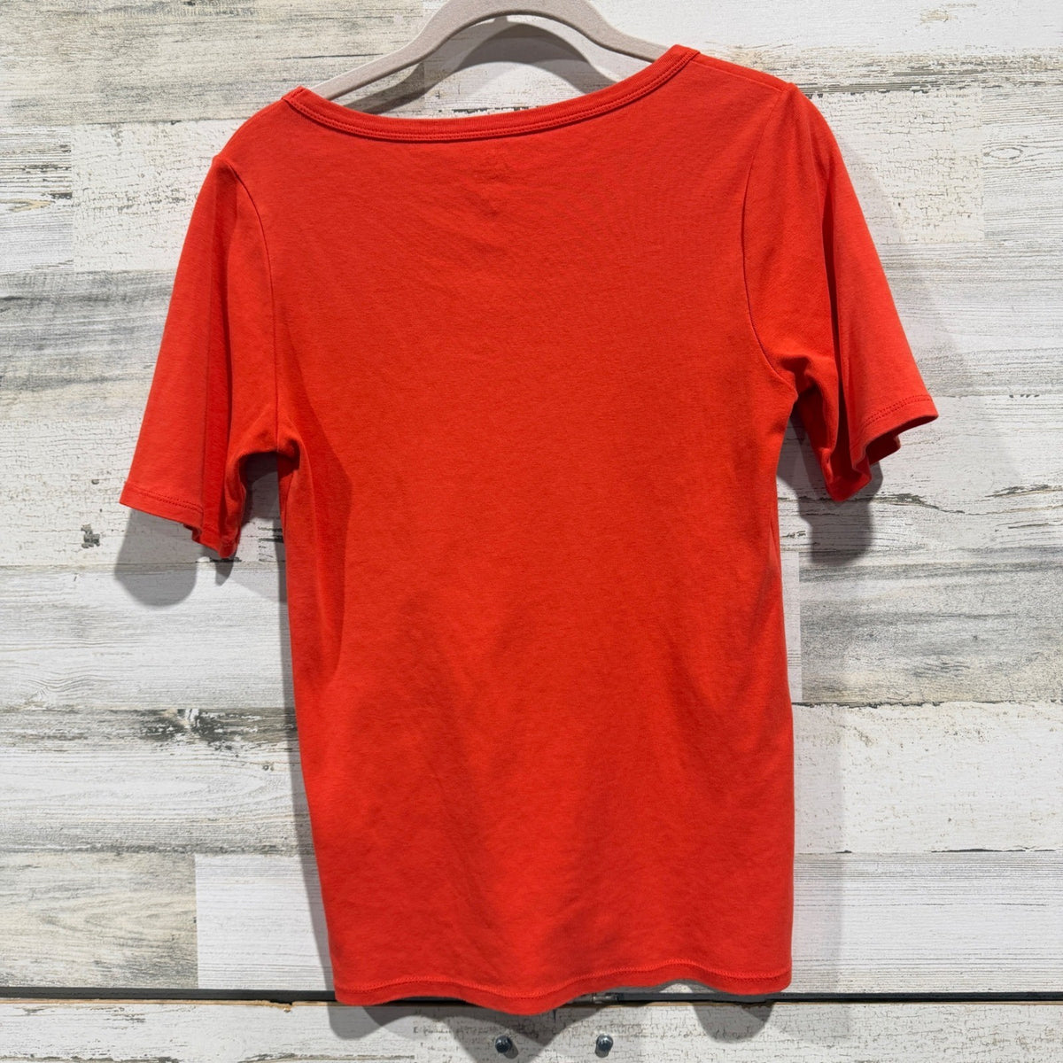 J.Crew Perfect Fit T-Shirt Women Medium Orange 100% Cotton Classic *Flawed4