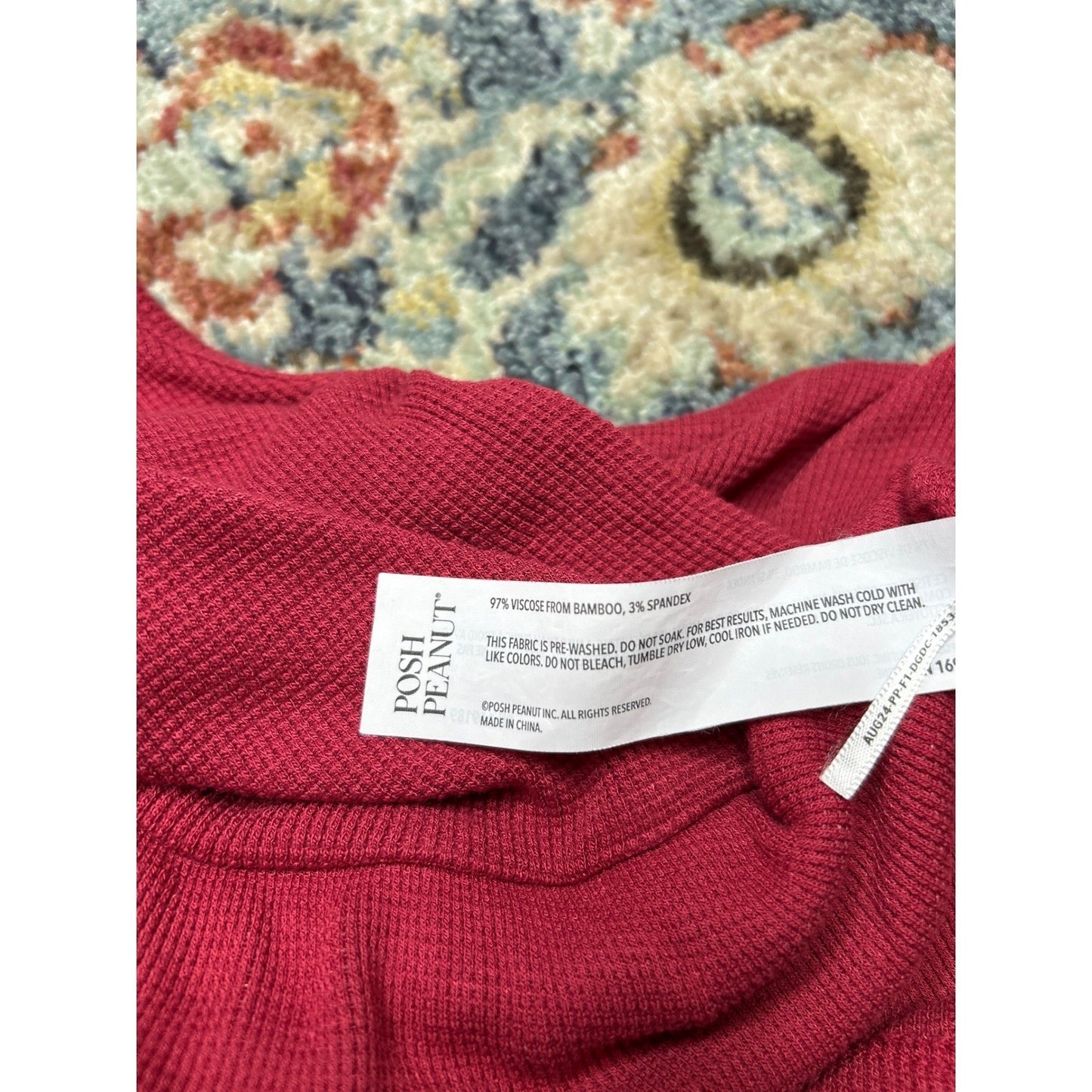 Posh Peanut Bamboo Waffle Knit Dress Girls 6-12M Pink Ruffle Hem EUC3