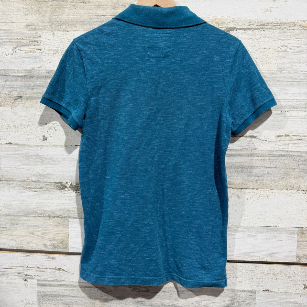 Hollister Stretch Slub Polo Shirt Mens S Teal Cotton Blend Casual Preppy5
