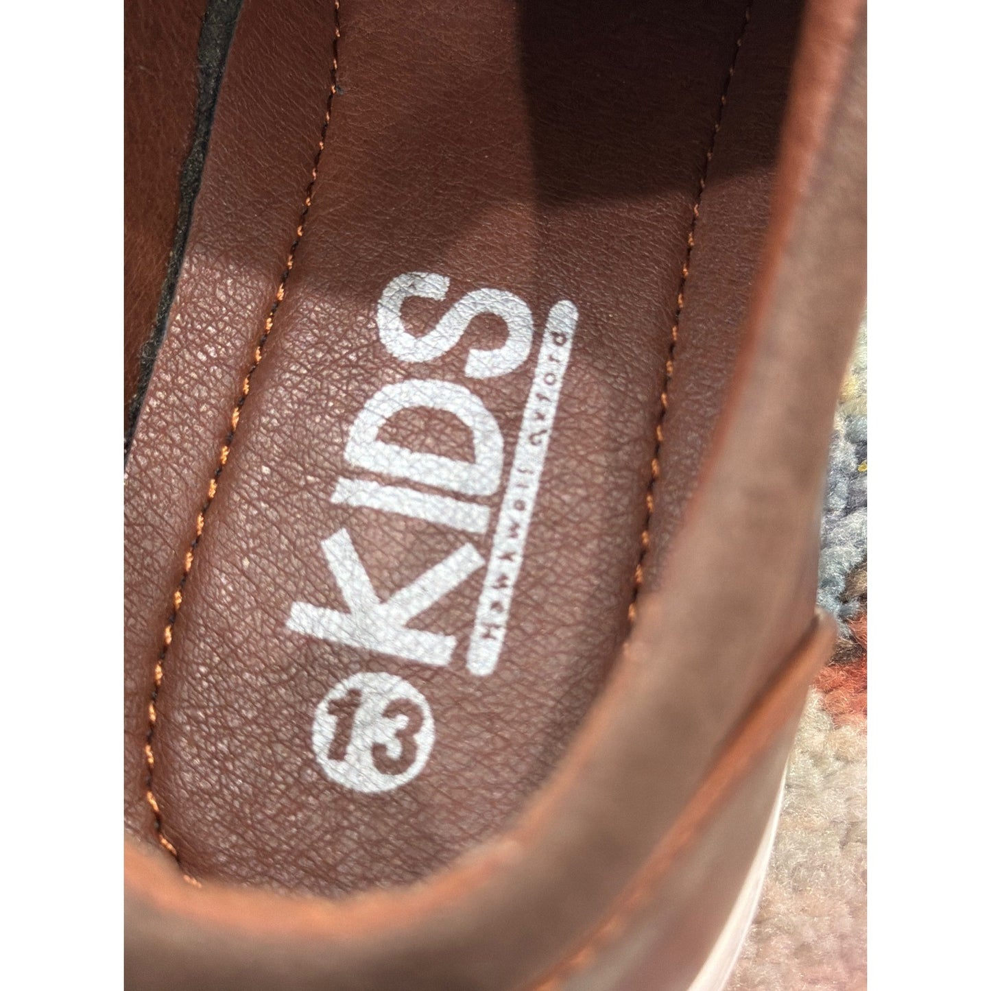 Hawkwell Oxford Sneaker Boys Size 13 Brown Faux Leather Casual Preppy EUC7