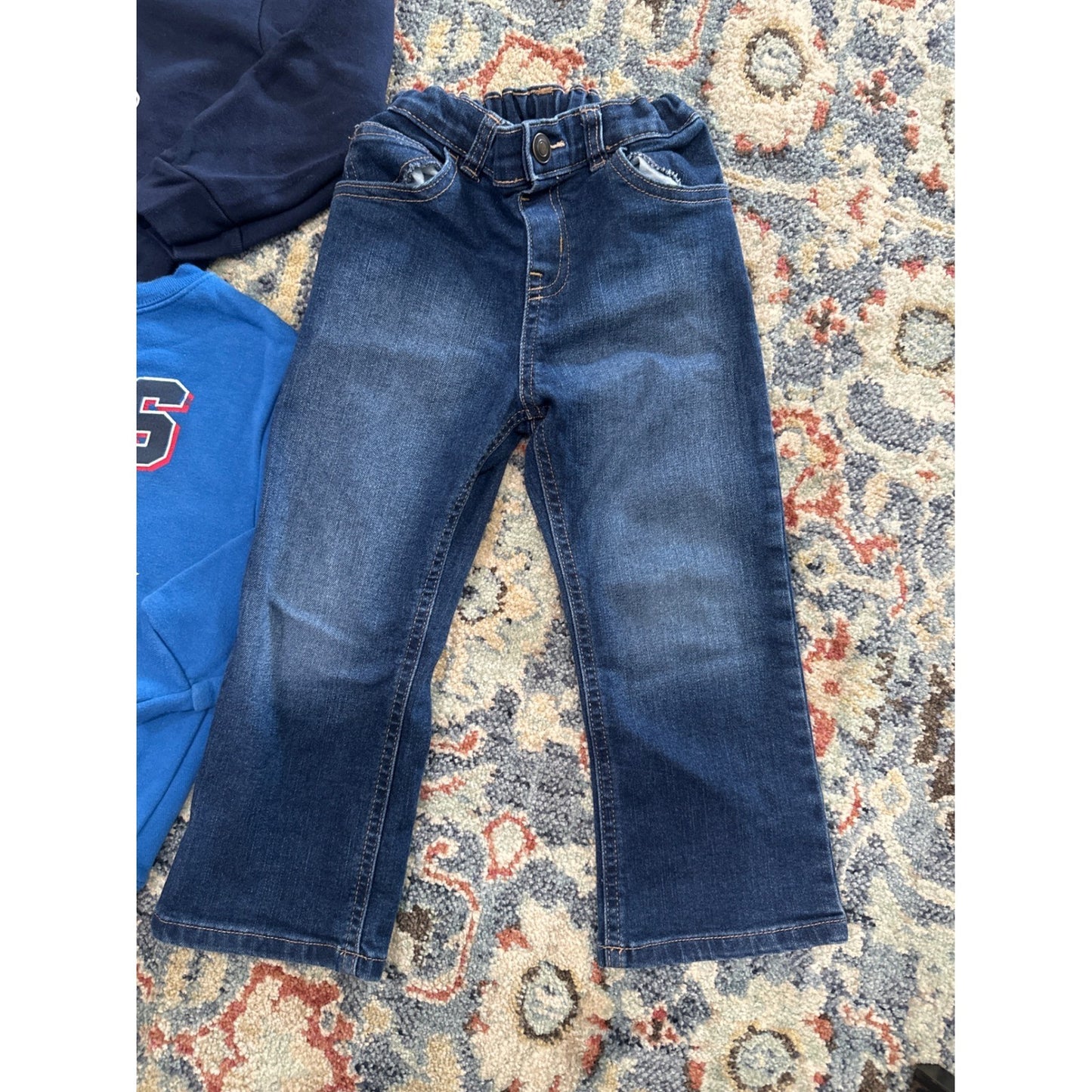 Boys 4T Bundle Long Sleeve Pants Blue Grey Striped Graphic Denim 4pc3