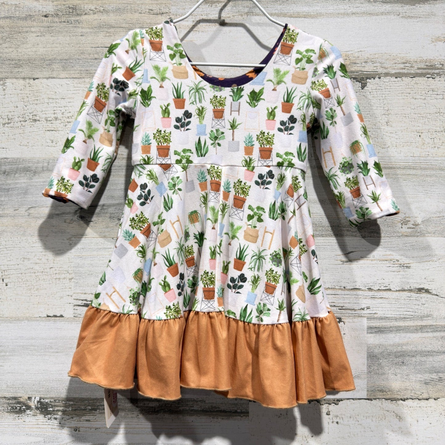 Evie's Closet Reversible Dress Girls 12M Purple Leaf Plant Boho Fall NWT6
